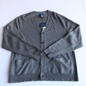 NWT Joseph & Lyman Merino Wool Cardigan Sweater Mens Large Gray Preppy